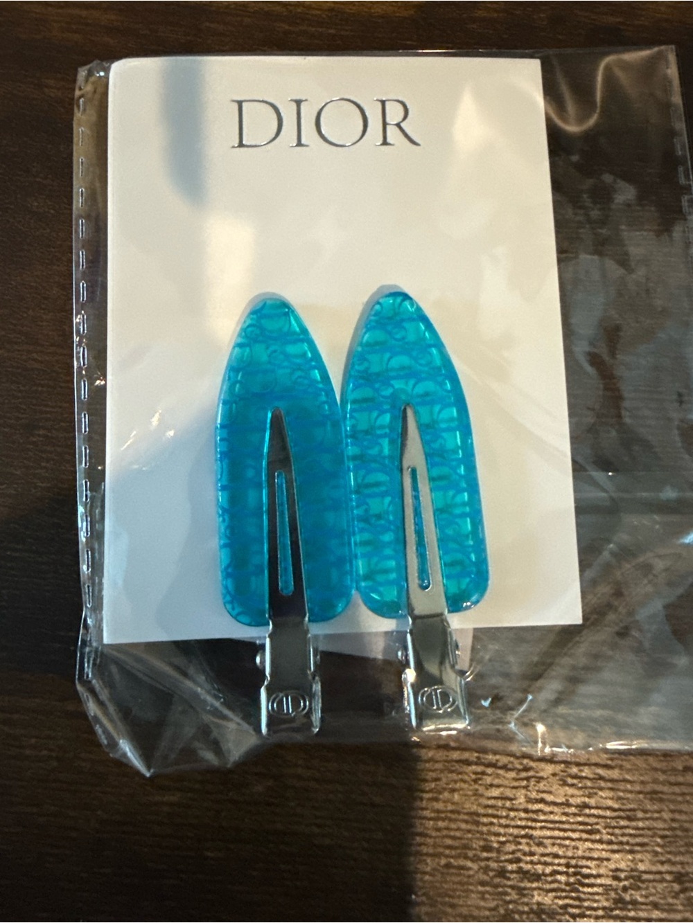 Dior Blue Resin Snap Hair Clips